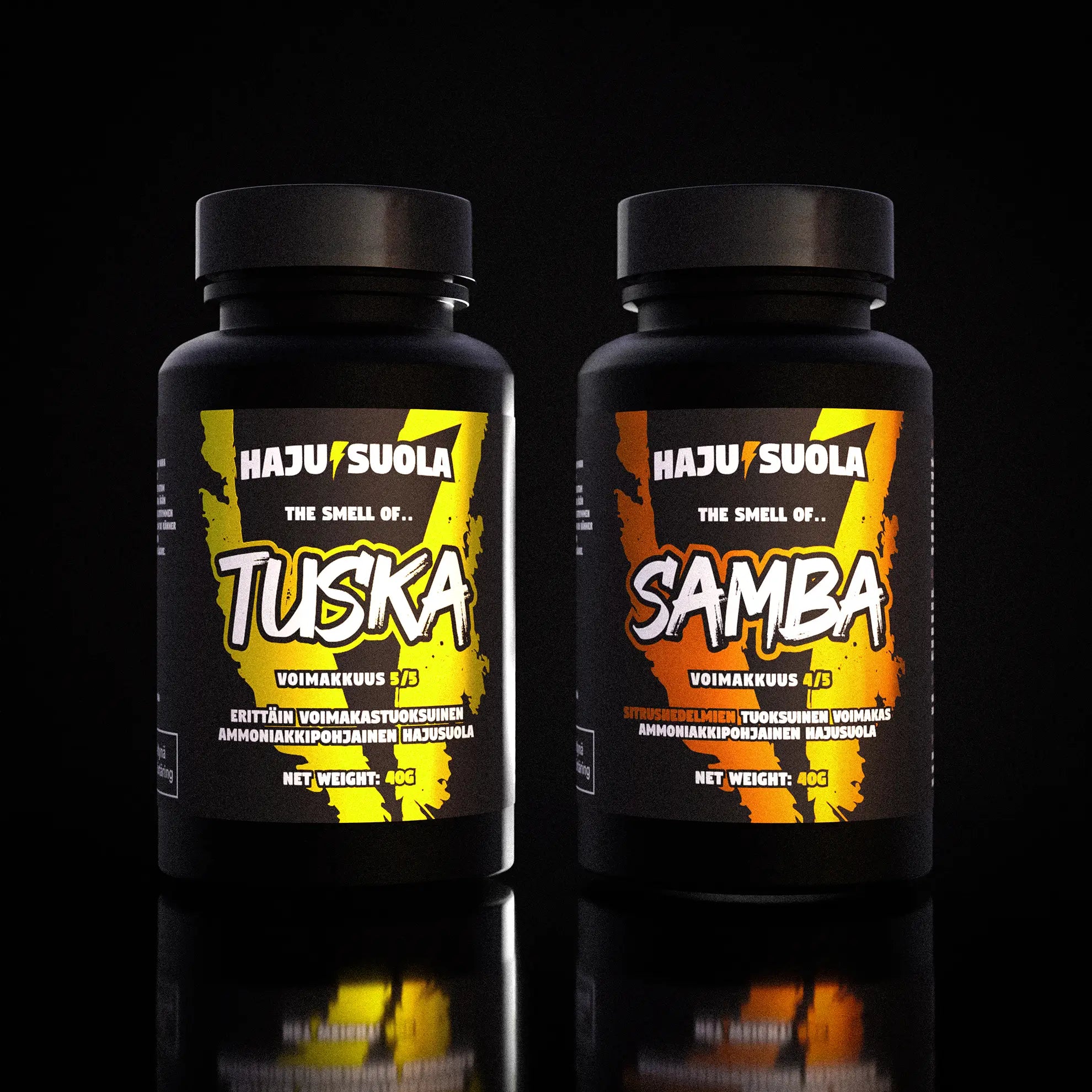 Tuska ja samba hajusuola mustassa ympäristössä